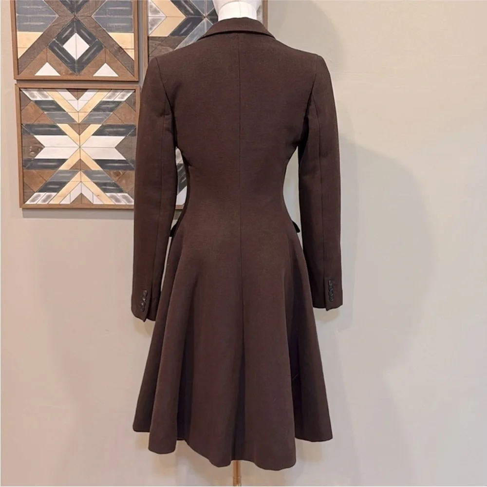 Vintage Ralph Lauren Collection Flared Wool Cashgora Blend Coat Brown 6 NWT